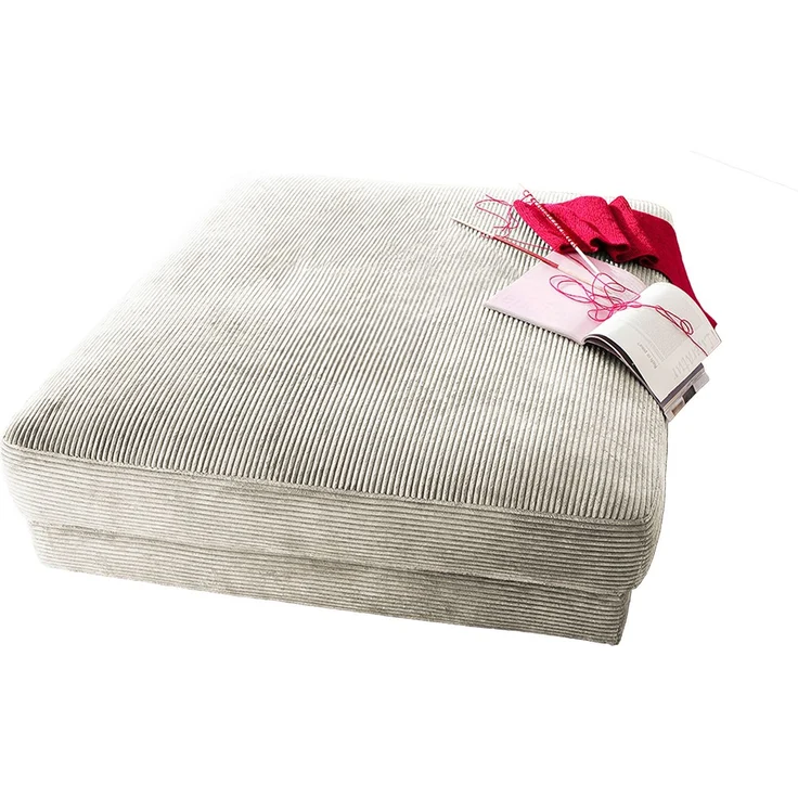 KAWOLA Big Hocker MADELINE Polsterhocker Cord cremeweiß 43 x 120 x 120 cm – Bild 3