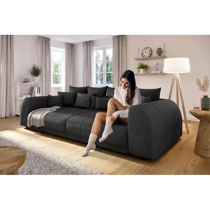 S-Style Möbel Big-Sofa Levana 5-Sitzer Boxspringfederung Lounge Sofa in Cord-Stoff