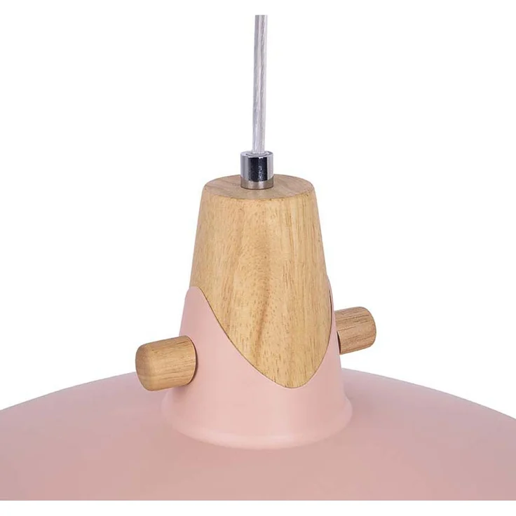 Hängeleuchte, pink, Metall, Holzoptik, H 150 cm – Bild 10