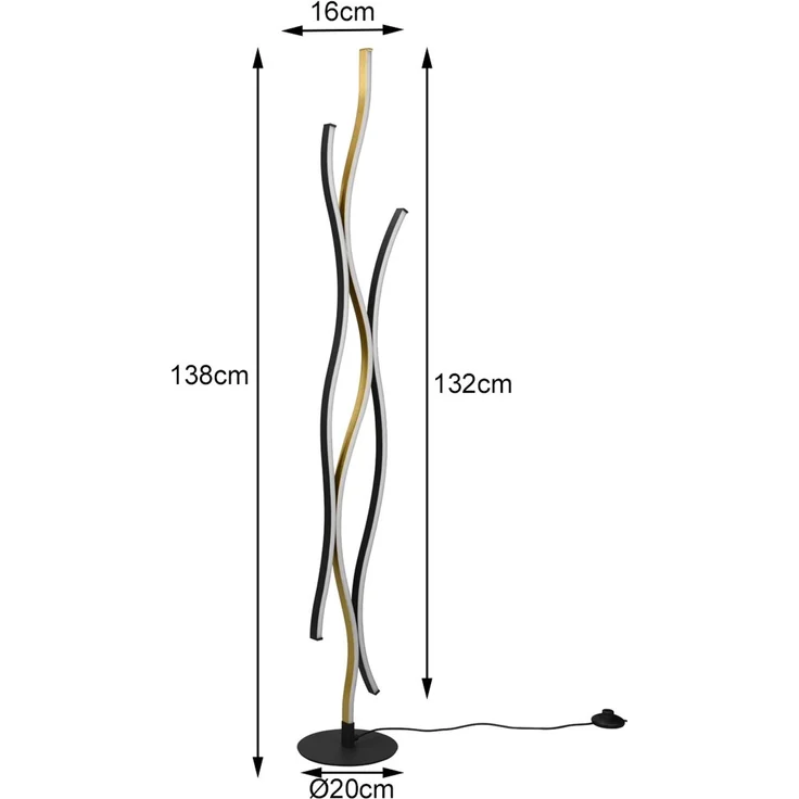 LED Stehleuchte BLAZE dimmbar Lichtfarbe einstellbar Schwarz Gold, Höhe 138cm – Bild 4