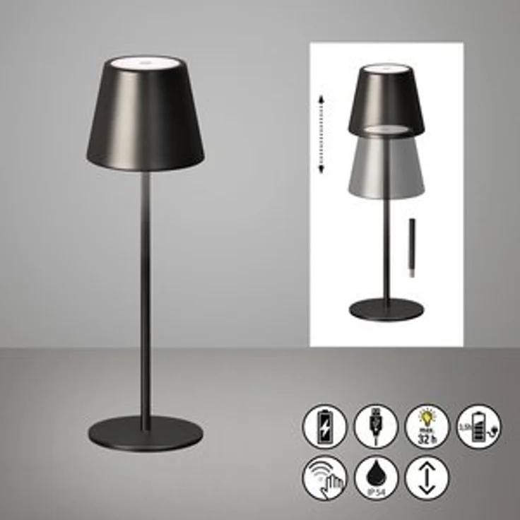 easy! BY FHL Außen-Tischleuchte Viletto, Dimmfunktion, USB-Ladefunktion, LED fest integriert, Warmweiß, lange Leuchtdauer – Bild 5