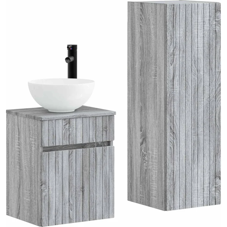 vidaXL Badezimmerschrank-Set 2 stk. Grau Sonoma 33 x 34,5 x 100 cm 3406139 – Bild 2