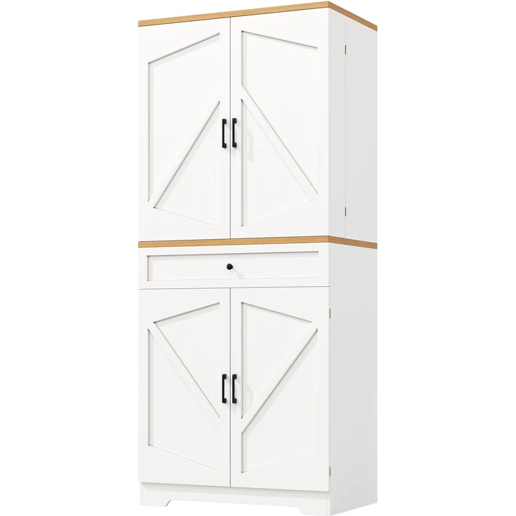 MODFU Hochschrank Küchenschrank,Vitrinenschrank,Buffetschrank (mit 12 Türfächern & Schubladen, 4-stufiges verstellbares Snack-Regal, Anti-Kipp-Schutz, 1-St, 80x40x180cm) – Bild 7