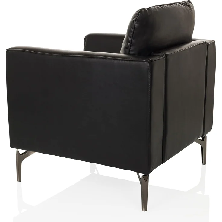 hjh OFFICE Loungesessel 1-Sitzer BAVERO Kunstleder Polsterstuhl Sessel für Wohnzimmer Bar Empfangsbereich, Relaxsessel gepolstert, Schwarz – Bild 9