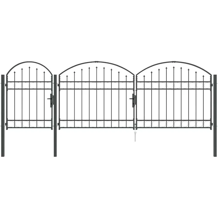 vidaXL Gartentor mit gewölbtem Oberteil Assen Grau 4 x 1,25 m Stahl 42008954 – Bild 2