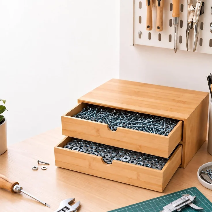 relaxdays Schubladenbox Bambus, (1-St), C – Bild 6