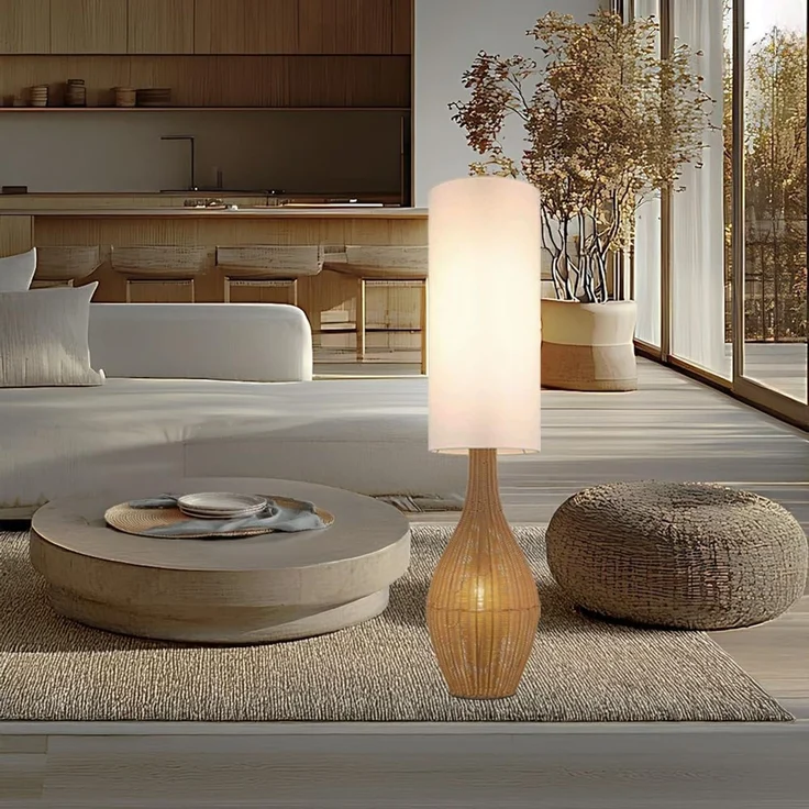 NOWA Stehlampe ANKO, ohne Leuchtmittel, Stehleuchte, Rattan-Optik, Wohnzimmer, Schlafzimmer, Flur – Bild 3