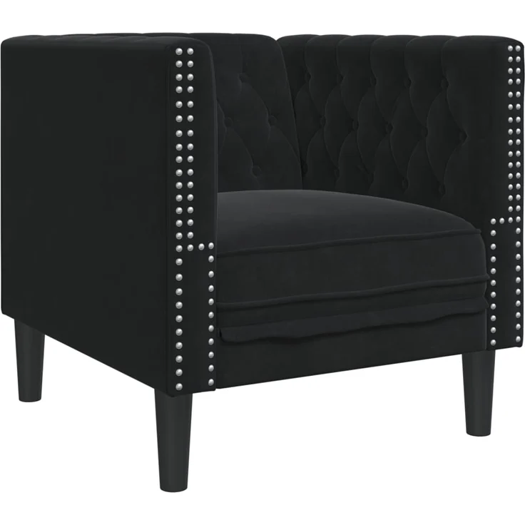 vidaXL Chesterfield-Sessel Schwarz Samt 372678 – Bild 1