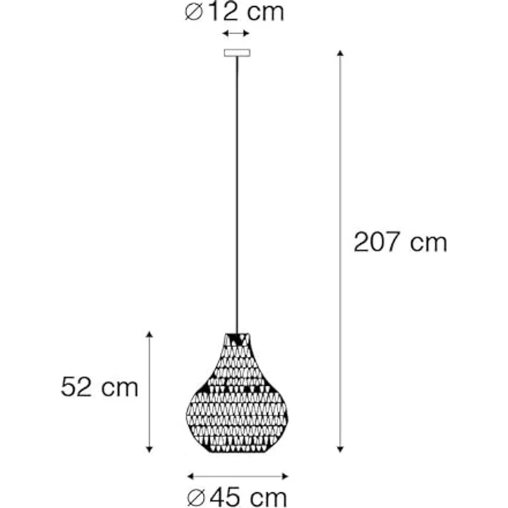 Qazqa Lina Pendelleuchte, Retro Hängelampe in Schwarz, rund, 45 cm, dimmbar für Wohnzimmer – Bild 4