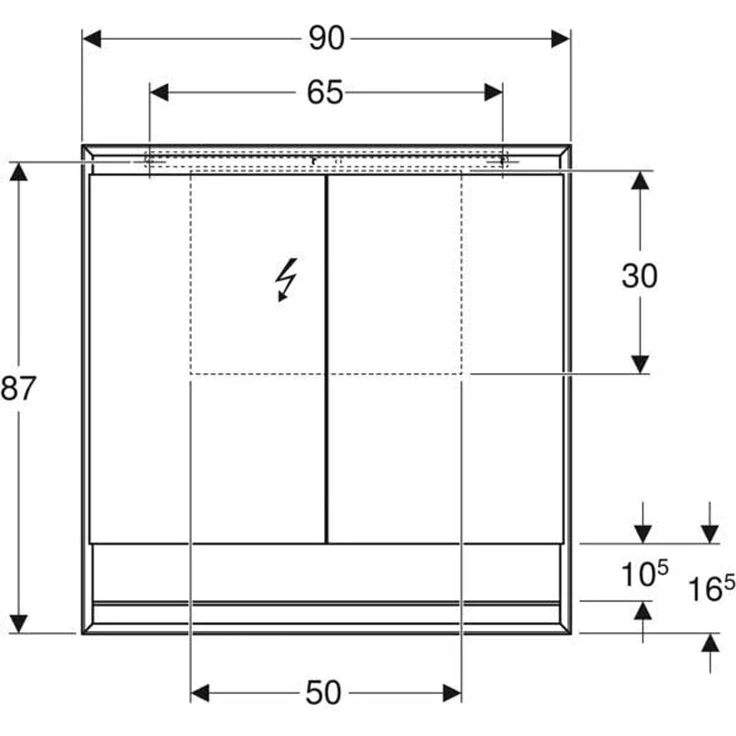 Geberit ONE Spiegelschrank mit ComfortLight, 2 Türen, Aufputzmontage, mit Nische, 90 x 90 x 15 cm, 505.833.00, Farbe: weiss / Aluminium pulverbeschichtet - 505.833.00.2 – Bild 3