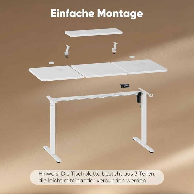 Sweetcrispy Höhenverstellbarer Schreibtisch mit Monitorständer, 120x60 cm Schreibtisch Höhenverstellbar Elektrisch, Ergonomischer Steh-Sitz Tisch, Computertisch Standing Desk, Weiß – Bild 7