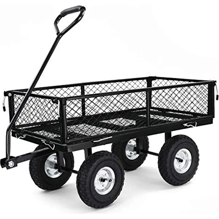Transport Gitterwagen Handwagen Bollerwagen Seiten klappbar bis 250kg Schwarz