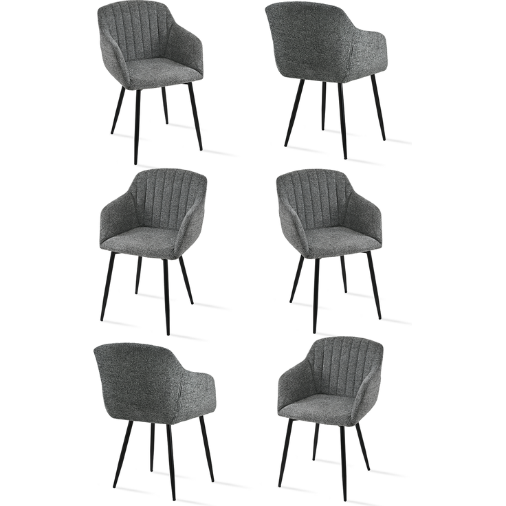 GOEURVANT 711 Esszimmerstühle 6er-Set mit Armlehnen, Chenille - Schiefergrau – Bild 3
