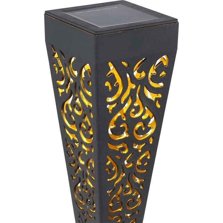 Solarlampen 6er Set mit Erdspieß, Dekostanzungen Schwarz Gold, H. 33cm – Bild 5