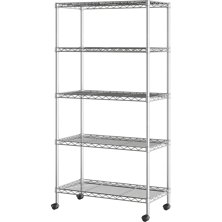 Seville Classics Drahtregal mit 5 Etagen, 5-stöckig, 76,2 cm B x 35,6 cm T (neues Modell), verchromt, beschichteter Stahl
