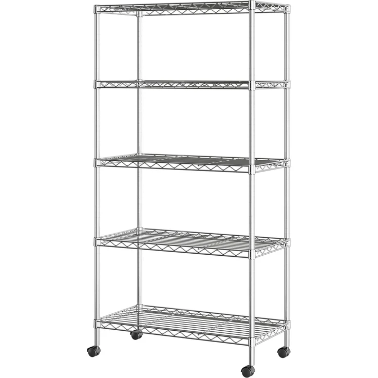 Seville Classics Drahtregal mit 5 Etagen, 5-stöckig, 76,2 cm B x 35,6 cm T (neues Modell), verchromt, beschichteter Stahl – Bild 1