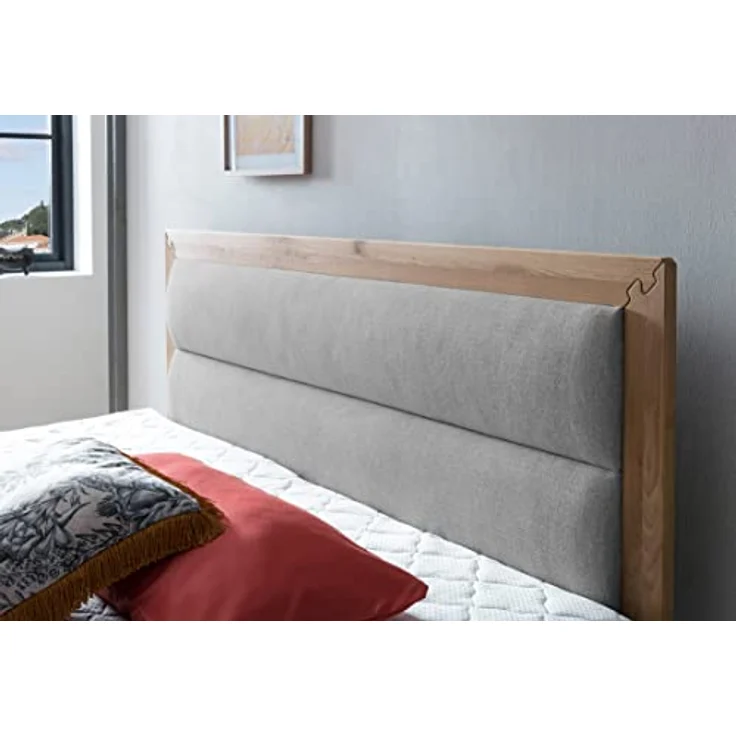 Belanoti Boxspringbett Age (Boxspringbett 180x200 Eiche 7-Zonen Taschenfederkern Matratze, inkl Visco Topper Bett 180x200 in der Farbe Hellgrau H2/H3 Polsterbett), Hotelbett mit Massivholz Eiche Massivholzbett – Bild 4