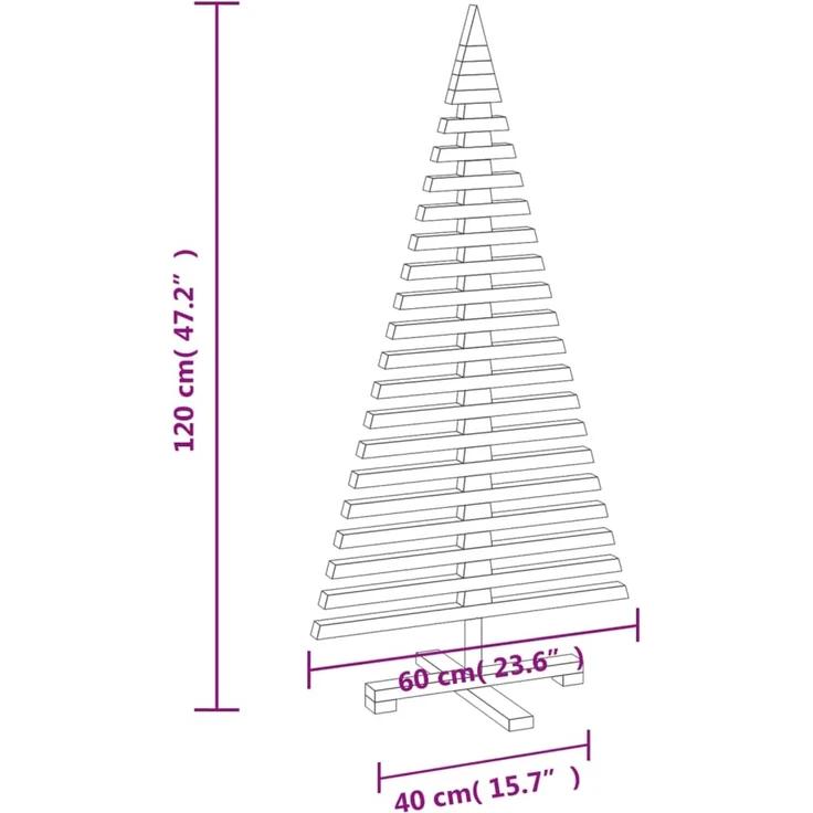 vidaXL Weihnachtsbaum Holz zum Schmücken 120 cm Massivholz Kiefer 357995 – Bild 8