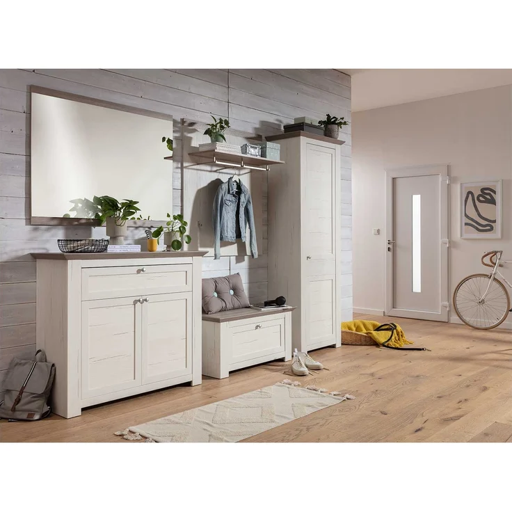 Garderobenschrank LIV'IN Marbella, Holzwerkstoff, Weiß, Holzfarben, 74 x 207 x 44 cm – Bild 2