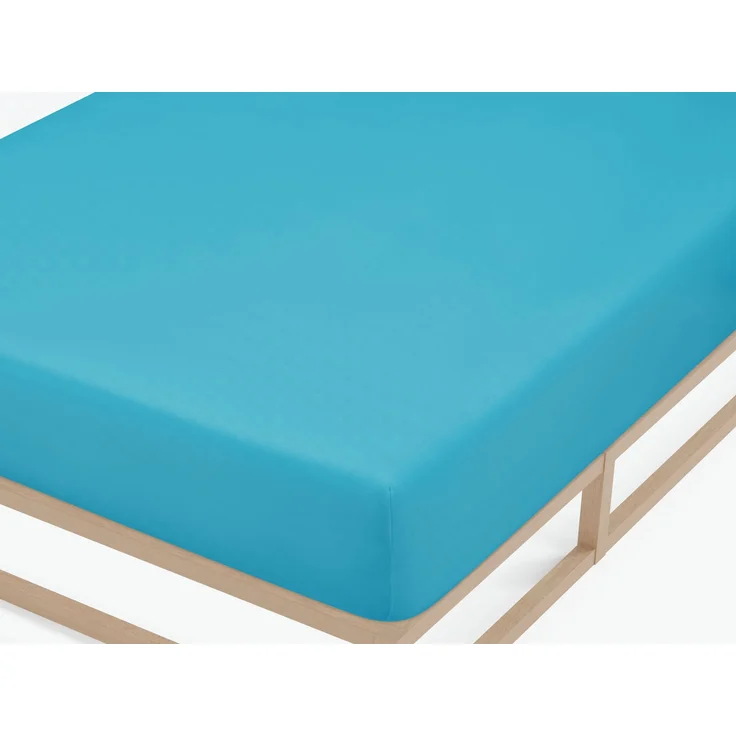 biberna Feinjersey-Spannbetttuch, 100 % Baumwolle, türkis, 1x 180x200 cm - 200x200 cm – Bild 1