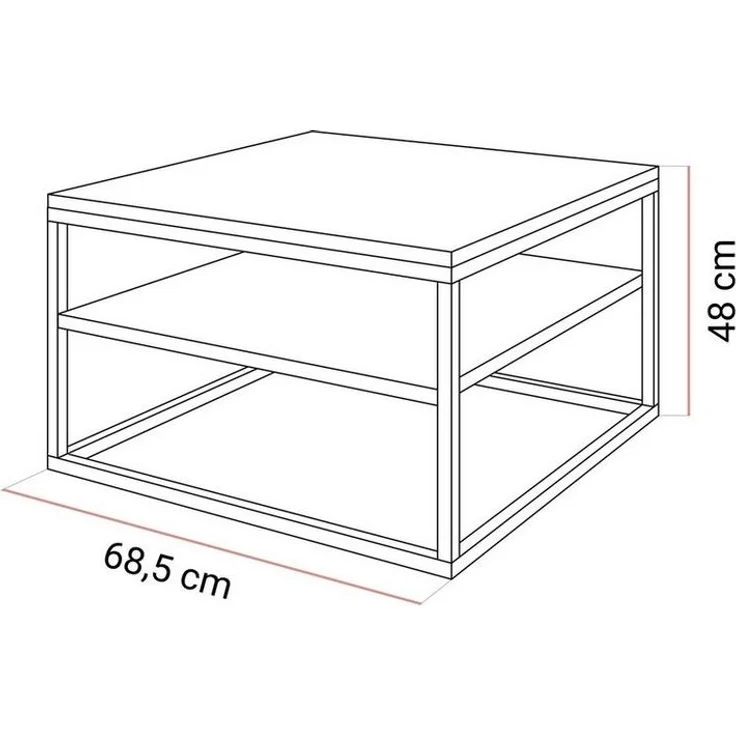 Lookway Couchtisch NOVA LOFT mit Ablage auf schwarzem Gestell (1x Tisch), Breite: 68,5 – Bild 2