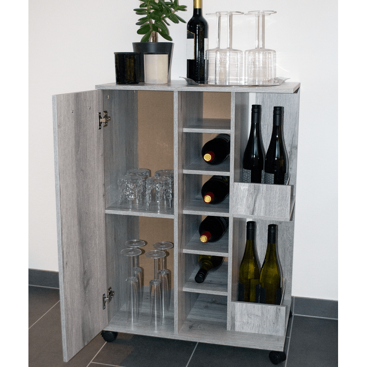 Better Home Küchenwagen Flaschenregal Weinschrank Weinregal grau 37x60x82 cm, (1 Stück, 1 Weinschrank), für ca. 48 Flaschen, flexibel einsetzbar – Bild 5