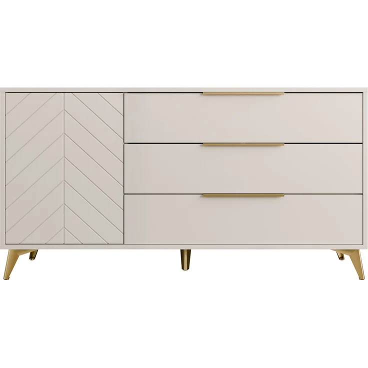 Mirjan24 'Xylix' Kommode mit Drehtür und 3 Schubladen, Holz sandbeige, 154 x 80 x 40 cm – Bild 4