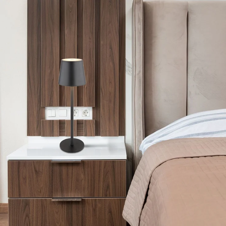 Tischlampe kabellos mit Akku Touch Dimmer Tischleuchte Dimmbar Schwarz 58438G – Bild 4