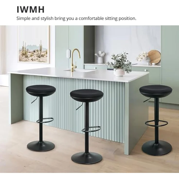 IWMH Drehhocker Höhenverstellbar Bürohocker, Drehbar Arbeitshocker ohne Rollen – Bild 9