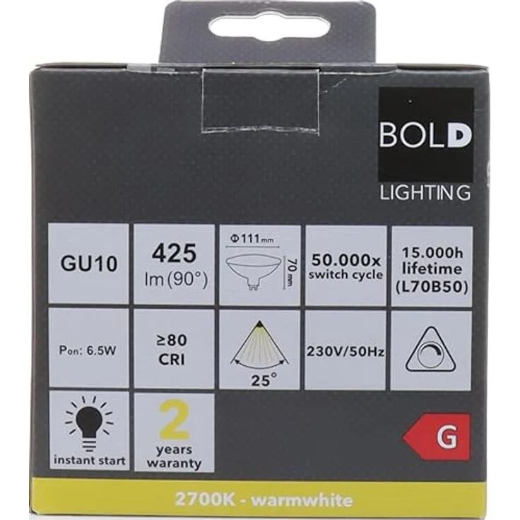 BOLD Lighting QPAR 111 (ES 111) LED GU10 Reflektor-Leuchtmittel (425 Lumen | Dimmbar | 6,5 W entsprechen 40 W | 2700k warmweiß | 15.000 Std. Laufzeit),Aluminium – Bild 7