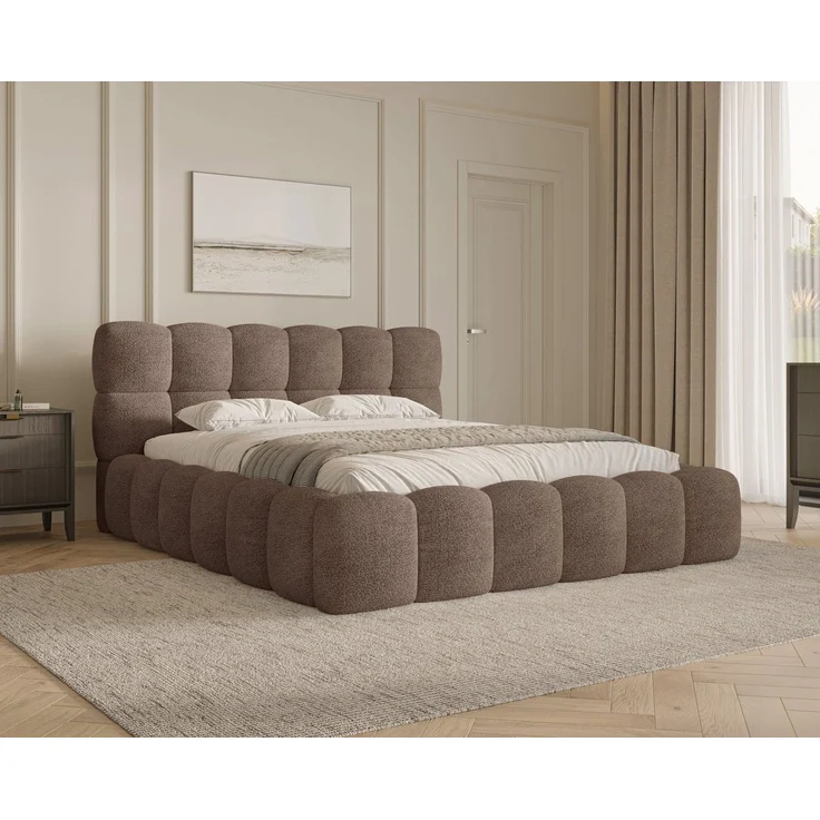 MOEBLO Polsterbett Bubble aus Bouclé 19 (Polsterbett Bubble boucle mit Bettkasten und Lattenrost Wolkenbett Cloud - Polsterbett 160), Maße (BxHxT): 163/183/203 x 100 x 225 cm – Bild 2