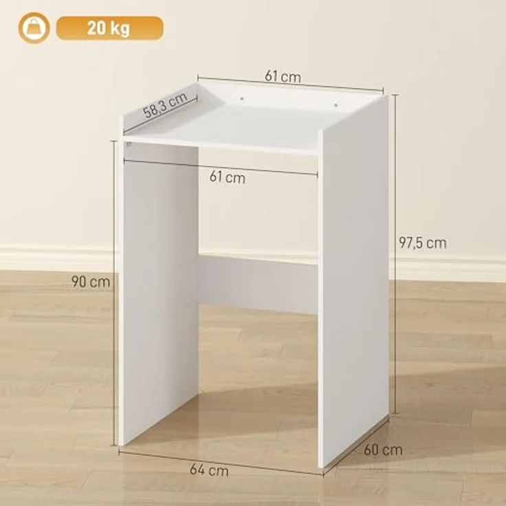 HOMCOM Waschmaschinenumbauschrank Badezimmerschrank (Badezimmerschrank, 1-St, Aufbewahrungsschrank) Waschmaschinenschrank mit Arbeitsplatte – Bild 3