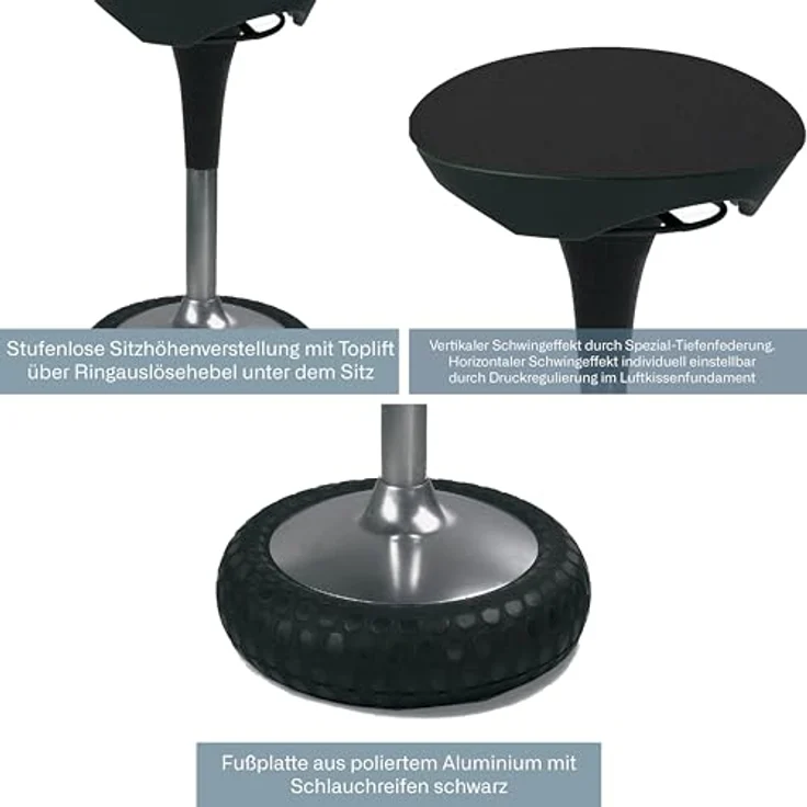 Topstar Sitness 20, ergonomischer Sitzhocker, Arbeitshocker, Bürohocker mit Schwingeffekt, Sitzhöhenverstellung, Bezug bordeaux rot – Bild 7
