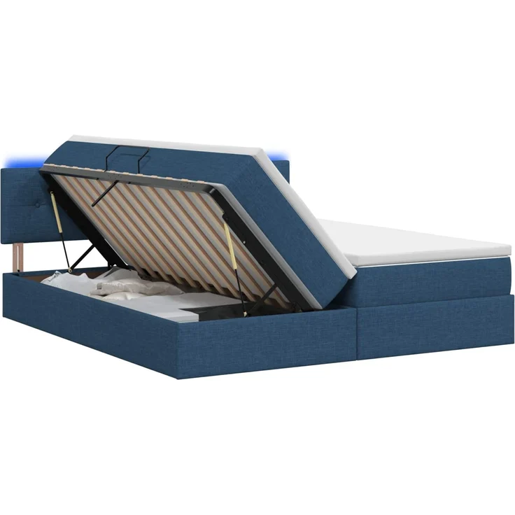 vidaXL LED-Speicherbett mit Matratze Blau 180 x 200 cm Stoff 3459353 – Bild 2