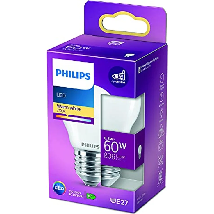 Philips LED Lampe Lüsterkolben E27, warmweiß 2700K, 806 lm, 6,5 W entspricht 60 W – Bild 4