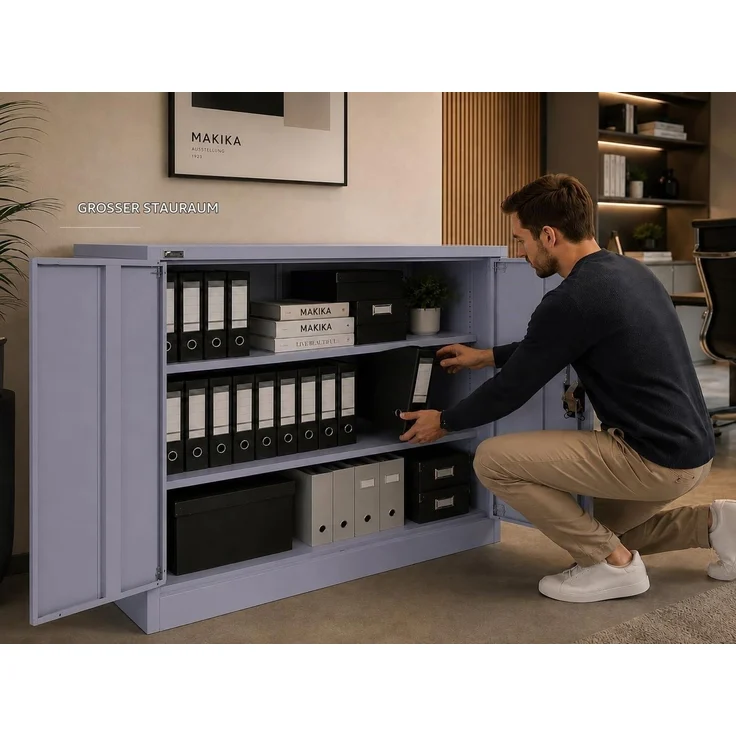 Makika Aktenschrank / Büroschrank abschließbar 40x90x90cm in Anthrazit – Bild 4