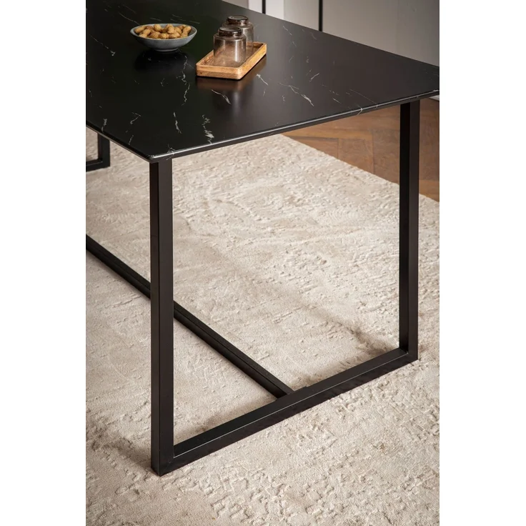 Esszimmertisch 120x60x76cm Marmor-Optik Schwarz Metallbeine Modern Rechteckig – Bild 5