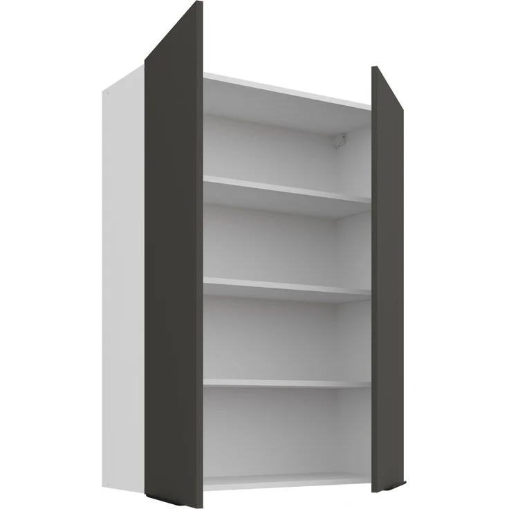 Küchen Hängeschrank 80 cm - Höhe 90 cm ARIA Graphite ultra matt + Weiss matt, hochwertige Fronten mit Anti Fingerprint Beschichtung Küchenzeile Küchenblock – Bild 3