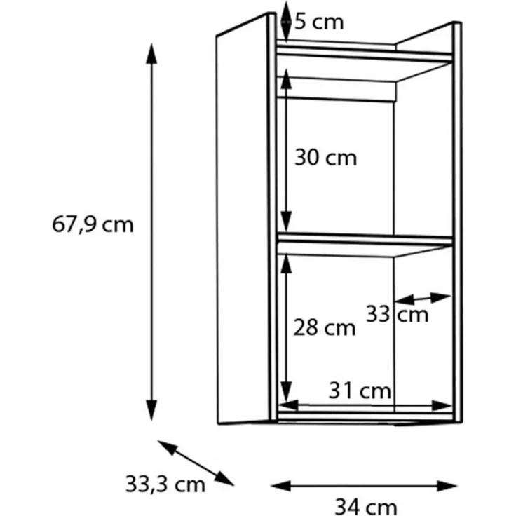 Regal Winston / Whenua, Holzwerkstoff, Holzfarben, 34 x 68 x 32 cm – Bild 5