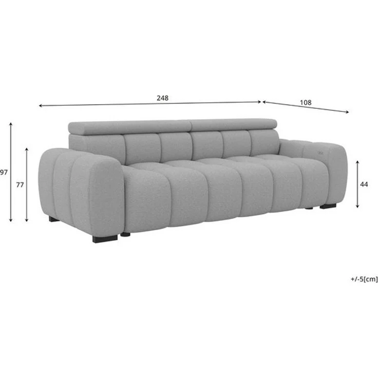 99rooms Alessio Bigsofa Boucle-Stoff ABRIAMO Cappuccino mit Sitztiefenverstellung – Bild 4