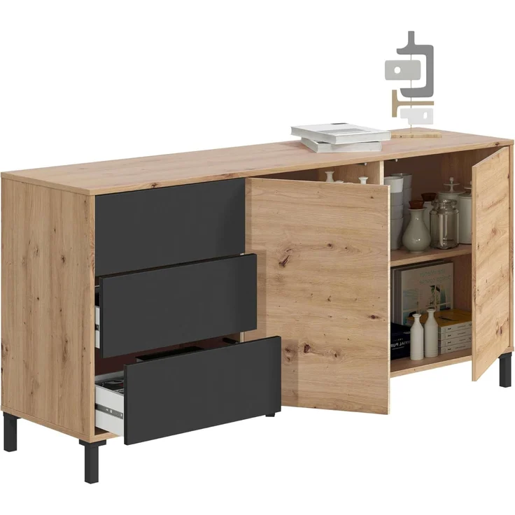 Habitdesign 0 Anrichte, Holz, 154 cm (Ancho) x 74 cm (Alto) x 41 cm (Boden) – Bild 4