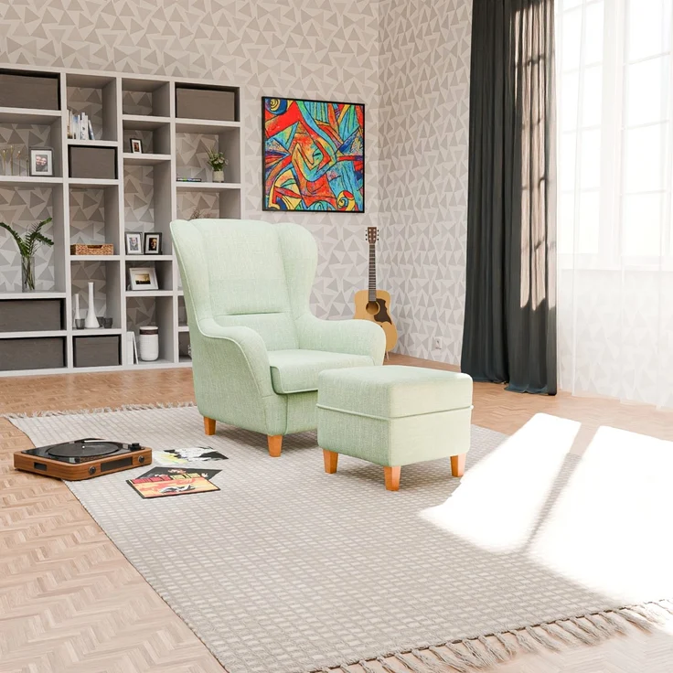 Supellex Sofia Ohrensessel mit Hocker | Design Vienna Mint – Bild 2