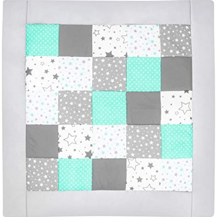 Krabbeldecke Patchworkdecke - Spieldecke - Laufgittereinlage - Decke, Amilian, Spielmatte, Matte, Krabbelmatte, als Geschenk für Baby, Kinder