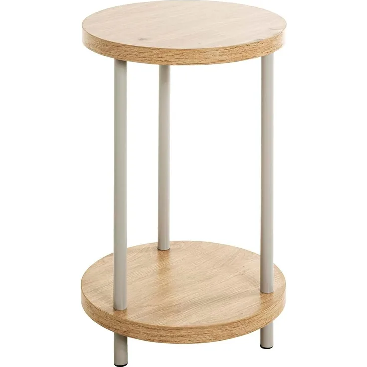 HAKU Möbel Beistelltisch Eiche, grau, MDF, Metall - Maße: H 50 cm x Ø 30 cm, Style: Modern