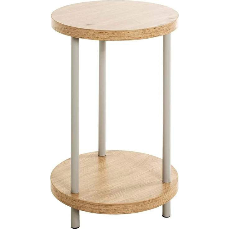 HAKU Möbel Beistelltisch Eiche, grau, MDF, Metall - Maße: H 50 cm x Ø 30 cm, Style: Modern – Bild 1