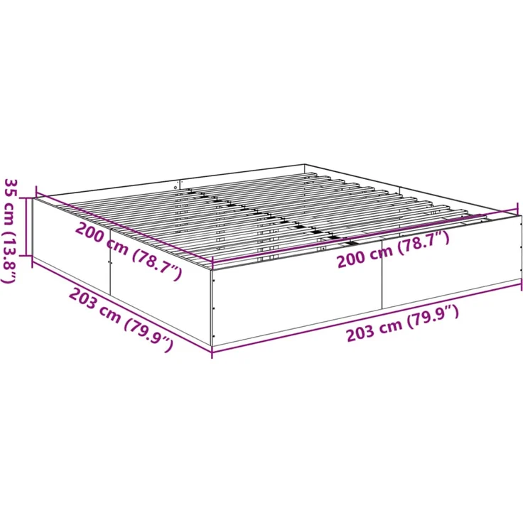 vidaXL Bettgestell Braun Eichen-Optik 200x200 cm Holzwerkstoff 3280992 – Bild 9