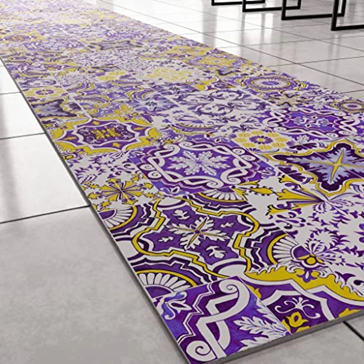 PETTI Artigiani Italiani - Teppich für Küche, rutschfest, waschbar, Läufer für Küche, Teppich, Küchenläufer, 52 x 340 cm, Design Vietri Violett, 100% Made in Italy – Bild 4
