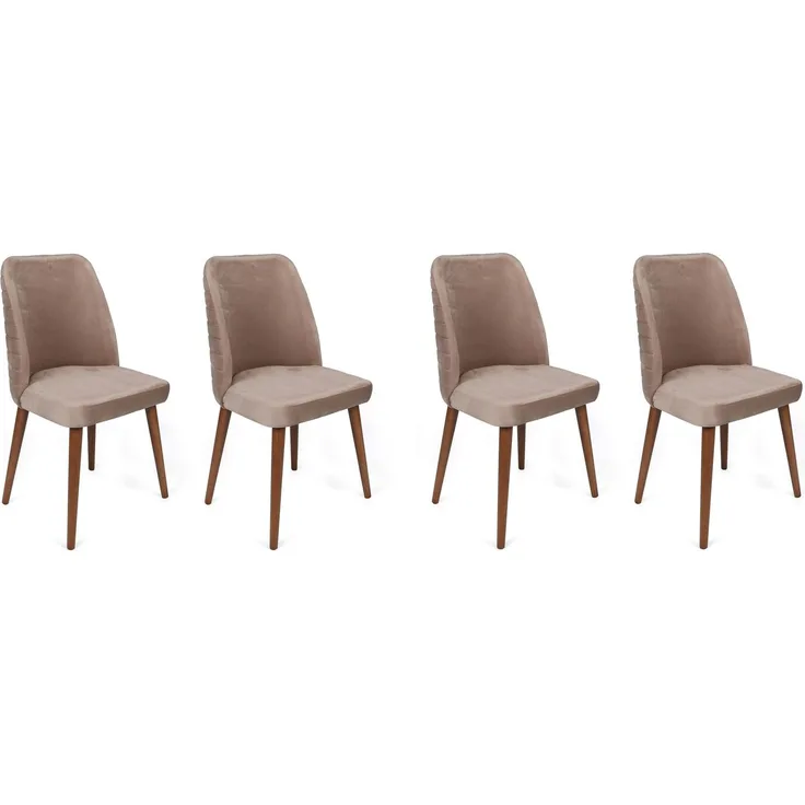 Skye Decor 'Tutku-344 V4' Stuhlset (4-teilig), Beige / Walnuss, 50 x 90 x 49 cm