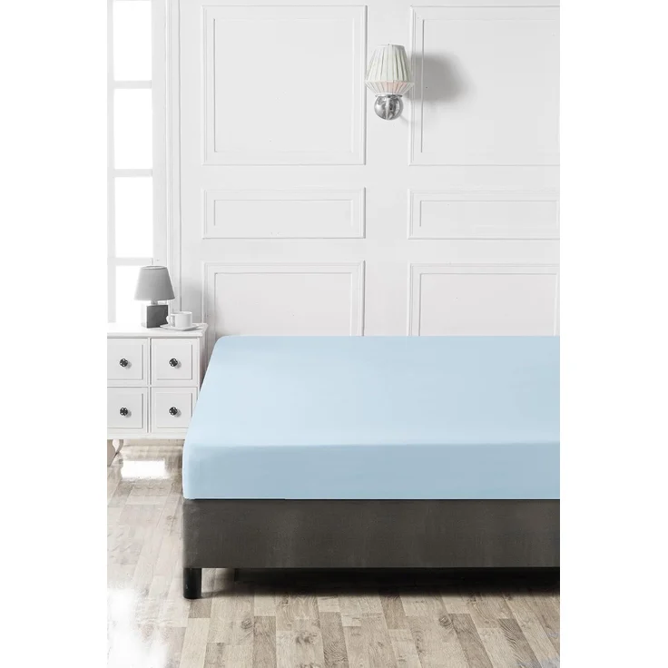 L'essentiel Maison 'Light Blue' Ranforce King Spannbettlaken (FR) (IT) (ES) (DE), Hellblau, 200+30 x 160 cm – Bild 3