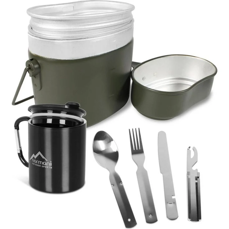 normani Geschirr-Set Bundeswehr Essgeschirrset Camping Kochgeschirr (4-tlg), 1 Personen, Edelstahl, Camping Geschirr Essgeschirr Outdoor Besteck Kochgeschirr – Bild 1